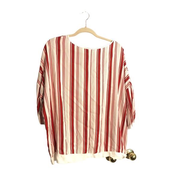 Karen by Simonsen Red & White Striped Oversized Top sz 38 (M) WT1 - Picture 5 of 5
